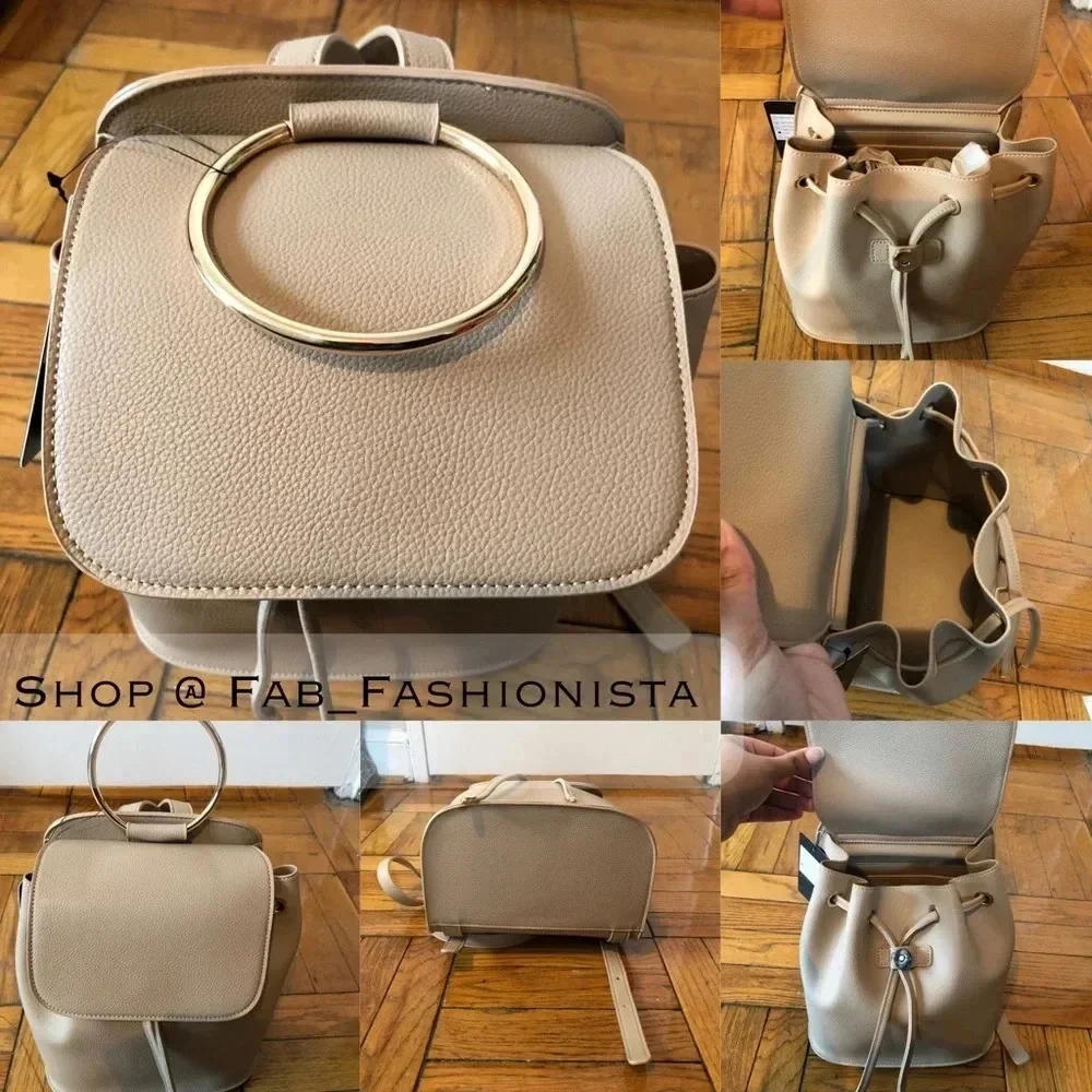 Vegan Leather backpack with gold hardware new